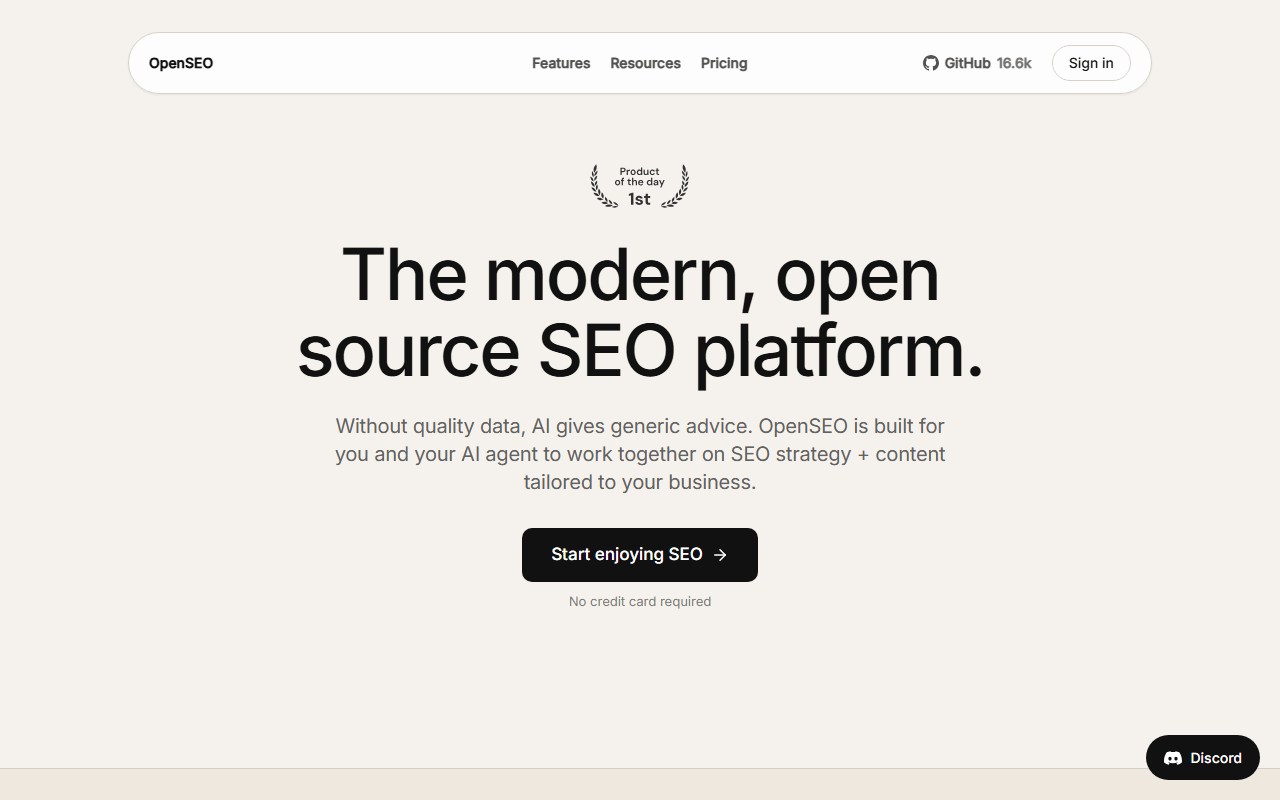 OpenSEO official web platform and open-source interface preview