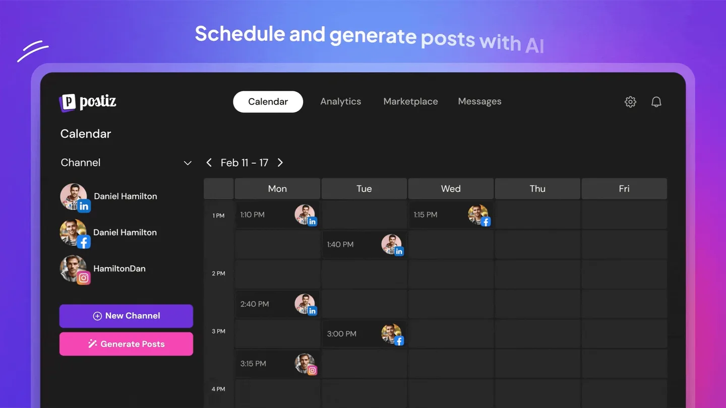 Postiz Visual Calendar Grid